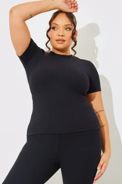 Crew Neck Short Sleeve Rib Top