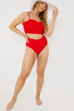 Crinkle High Waist Bikini Bottoms