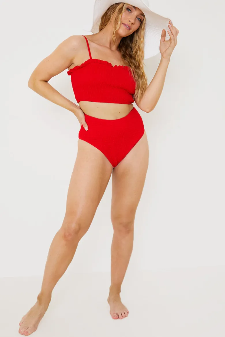 Crinkle High Waist Bikini Bottoms