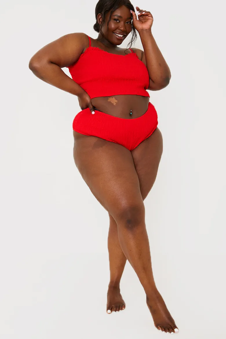 Crinkle High Waist Bikini Bottoms