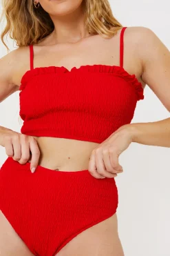 Crinkle High Waist Bikini Bottoms