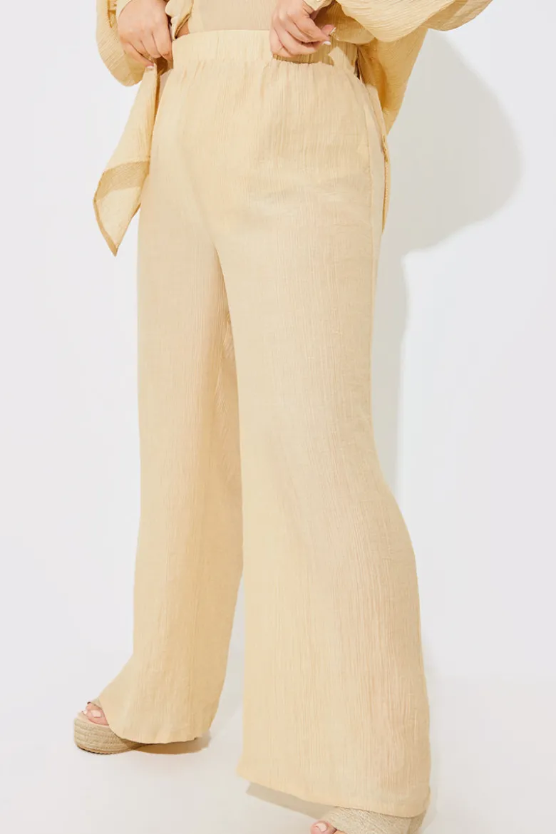 Crinkle Wide Leg Trousers