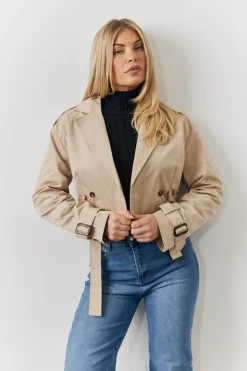 Cropped Belted Trench Coat