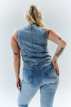 Denim Crew Neck Waistcoat