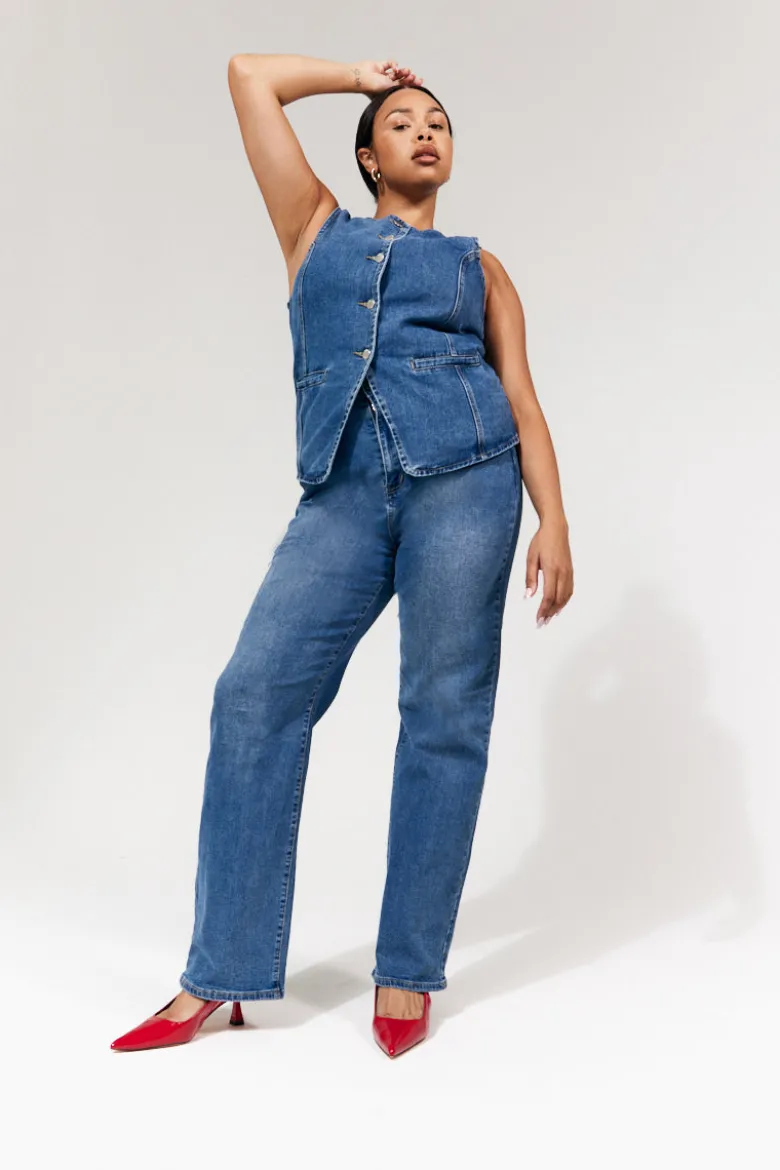 Denim Crew Neck Waistcoat