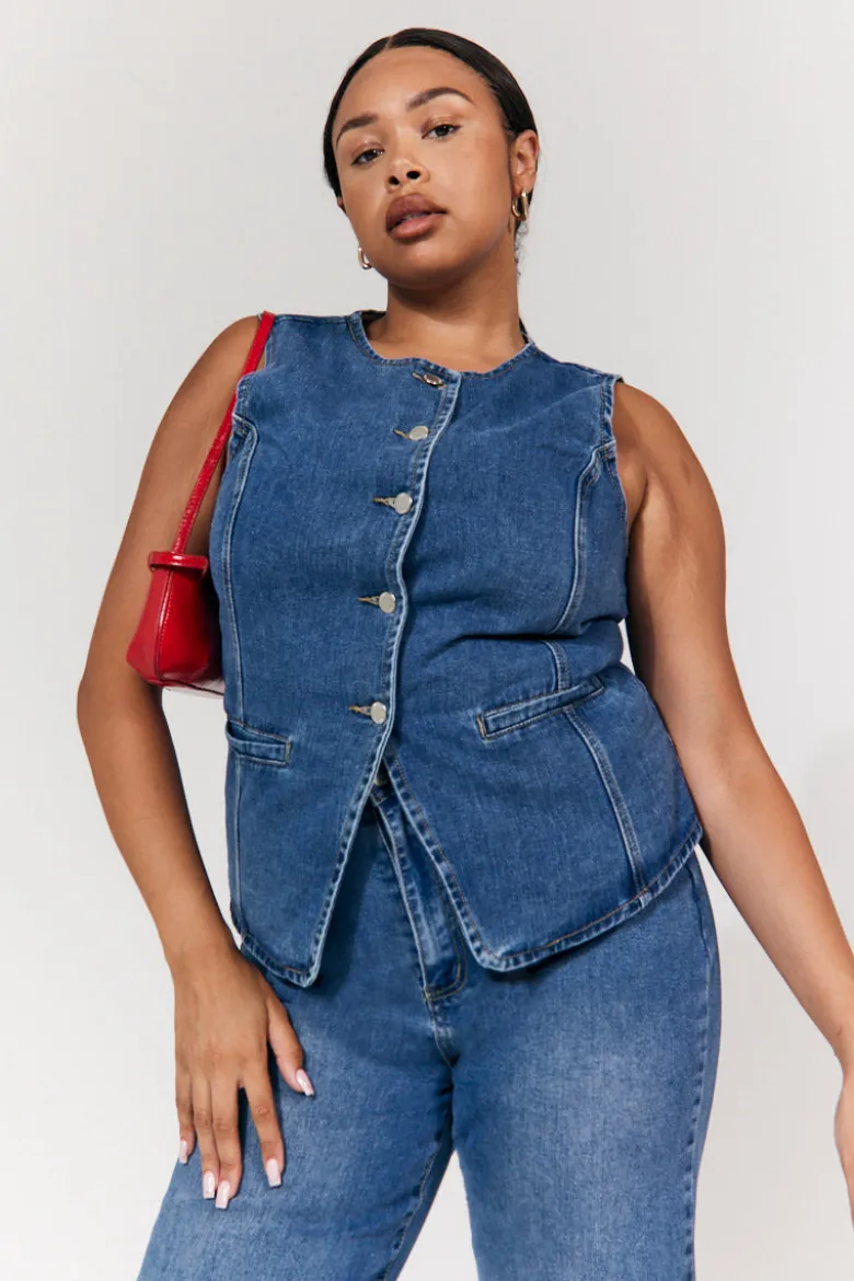 Denim Crew Neck Waistcoat