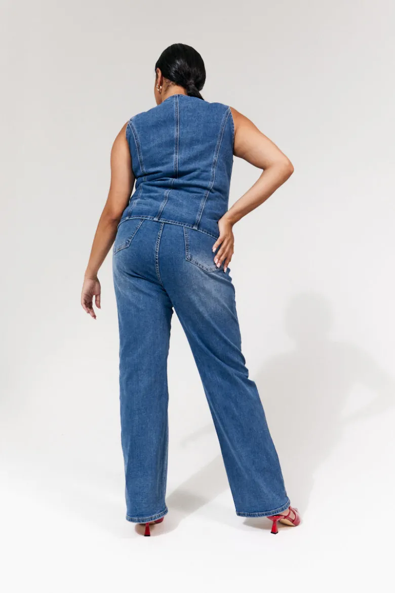 Denim Crew Neck Waistcoat