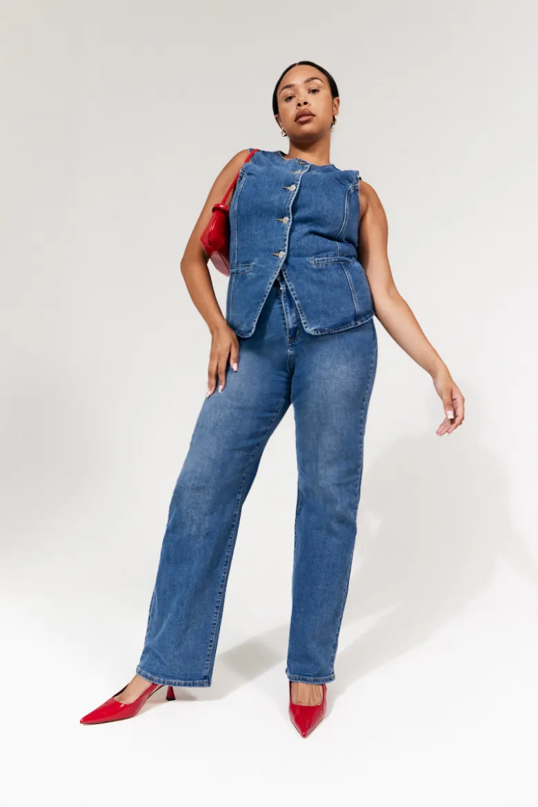 Denim Crew Neck Waistcoat