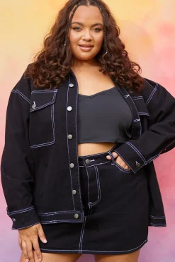 Denim Skirt With Contrast Stitching Co ord