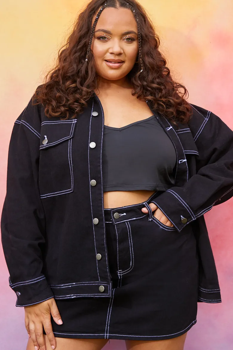 Denim Skirt With Contrast Stitching Co ord