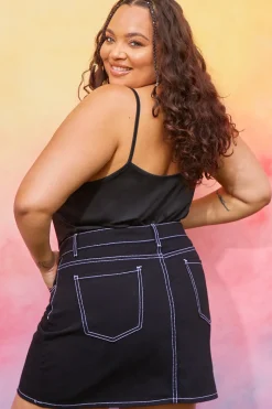 Denim Skirt With Contrast Stitching Co ord