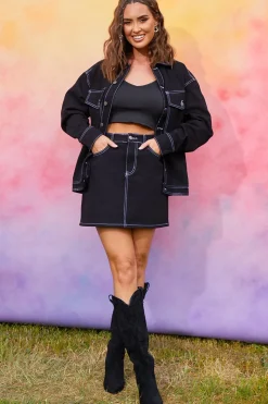 Denim Skirt With Contrast Stitching Co ord