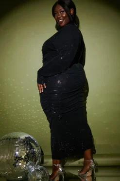 Disco Sequin Ruched Midaxi Dress