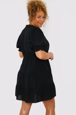 Drawstring Waist Balloon Sleeve Mini Dress