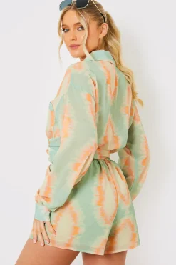 Elasticated High Waist Beach Co-Ord Shorts