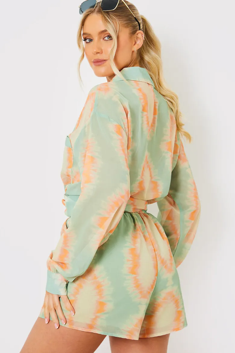 Elasticated High Waist Beach Co-Ord Shorts