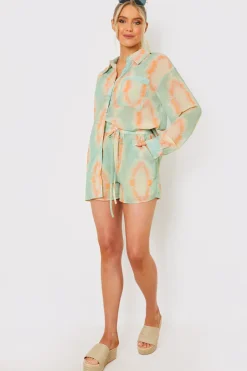 Elasticated High Waist Beach Co-Ord Shorts