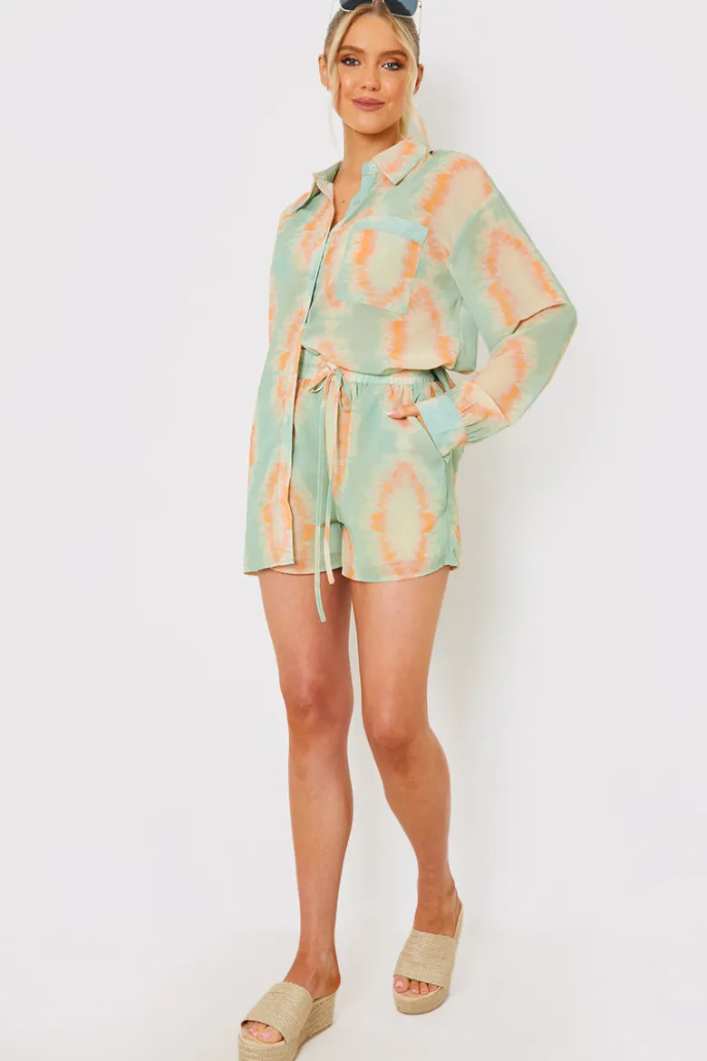 Elasticated High Waist Beach Co-Ord Shorts
