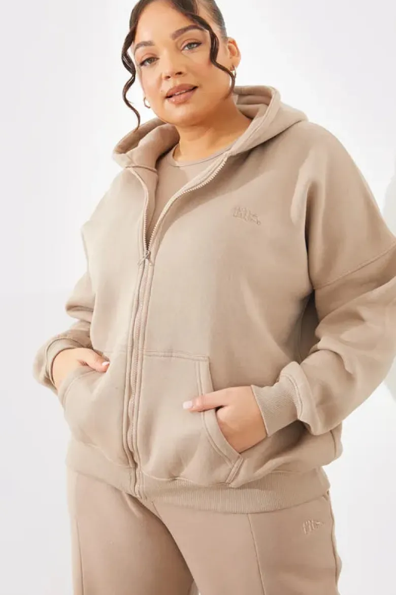 Embroidered Zip Up Jersey Jacket