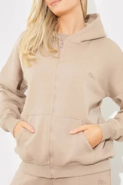 Embroidered Zip Up Jersey Jacket