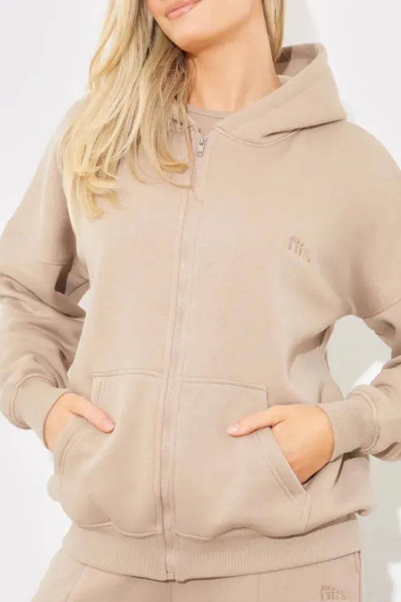 Embroidered Zip Up Jersey Jacket