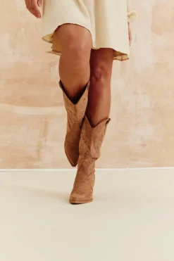 Faux Suede Embroidered Cowboy Boot