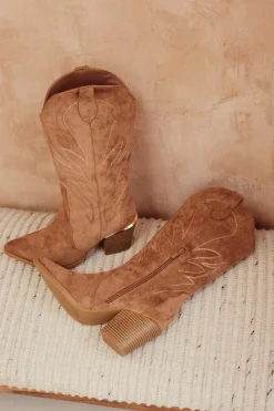 Faux Suede Embroidered Cowboy Boot