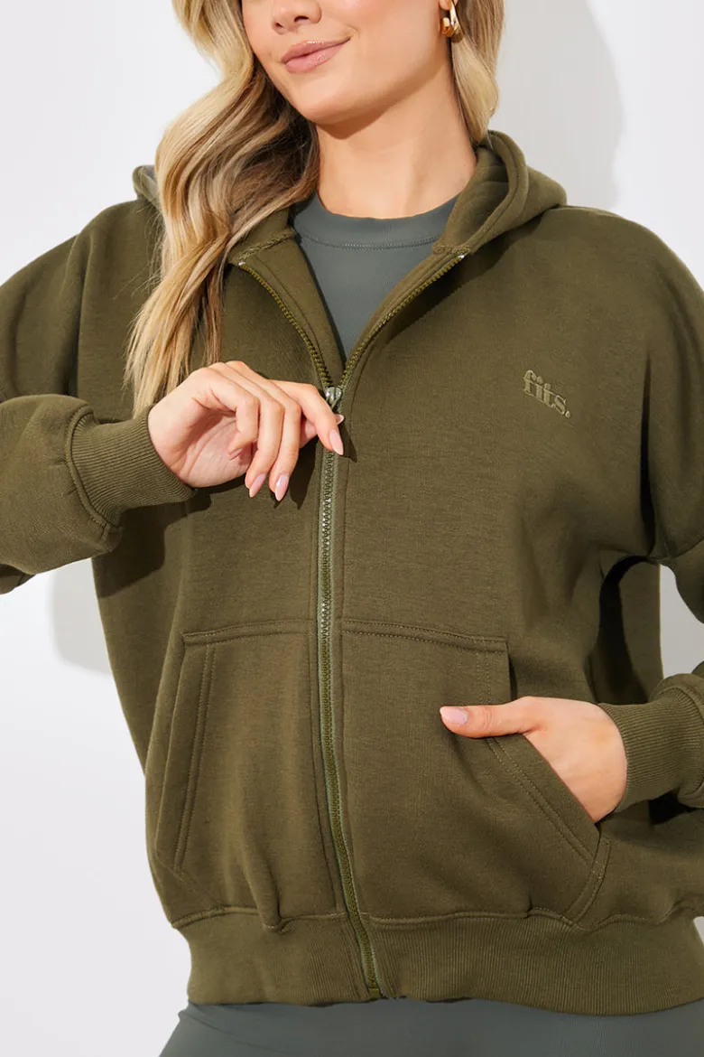 FITS EMBROIDED ZIP UP JERSEY JACKET