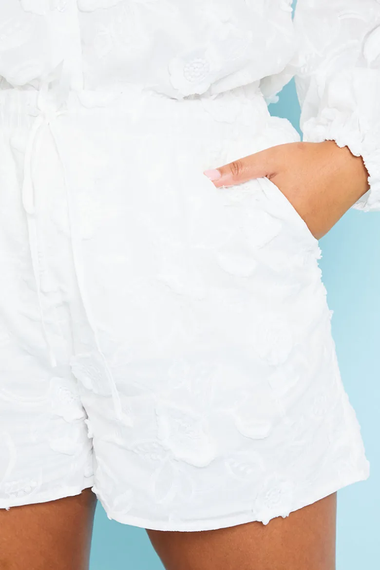 Floral Applique Drawstring Co-Ord Shorts