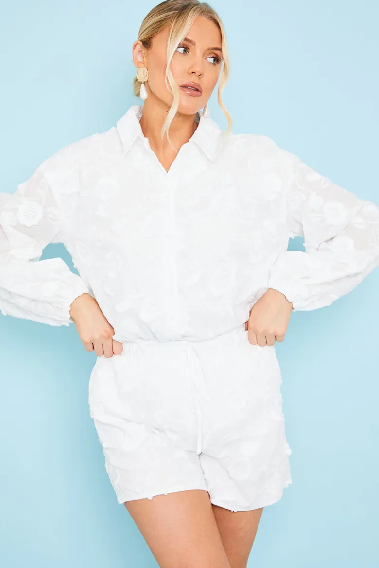 Floral Applique Drawstring Co-Ord Shorts