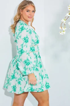 Floral Broderie Trim Mini Skater Dress