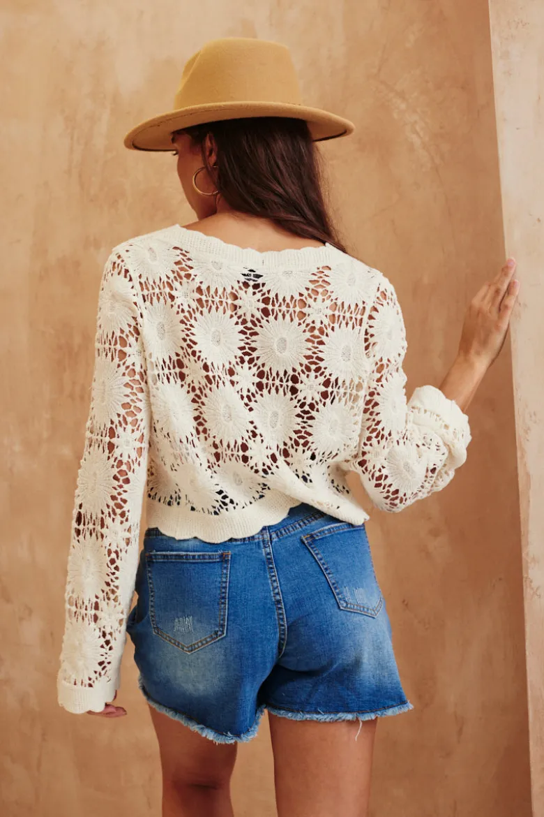 Floral Detail Knit Co-Ord Cardigan