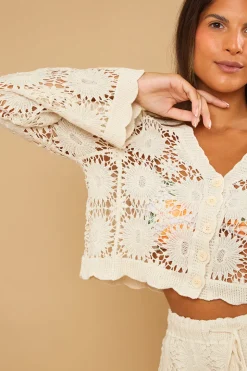 Floral Detail Knit Co-Ord Cardigan
