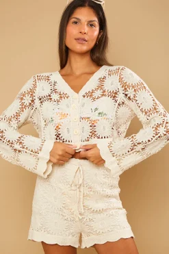 Floral Detail Knit Co-Ord Cardigan