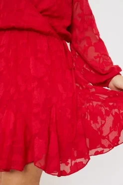 Floral Jacquard Chiffon Wrap Detail Mini Dress