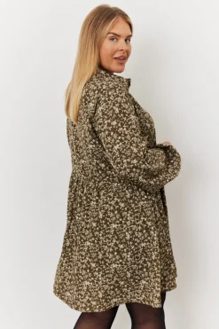 Floral Print Button Through Tiered Smock Dress