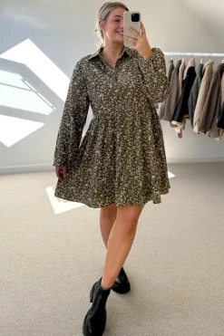Floral Print Button Through Tiered Smock Dress