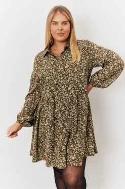 Floral Print Button Through Tiered Smock Dress