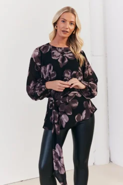 Floral Tie Waist Blouse