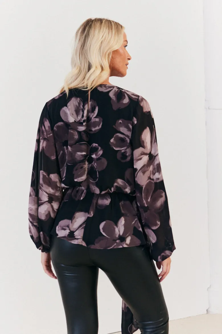 Floral Tie Waist Blouse