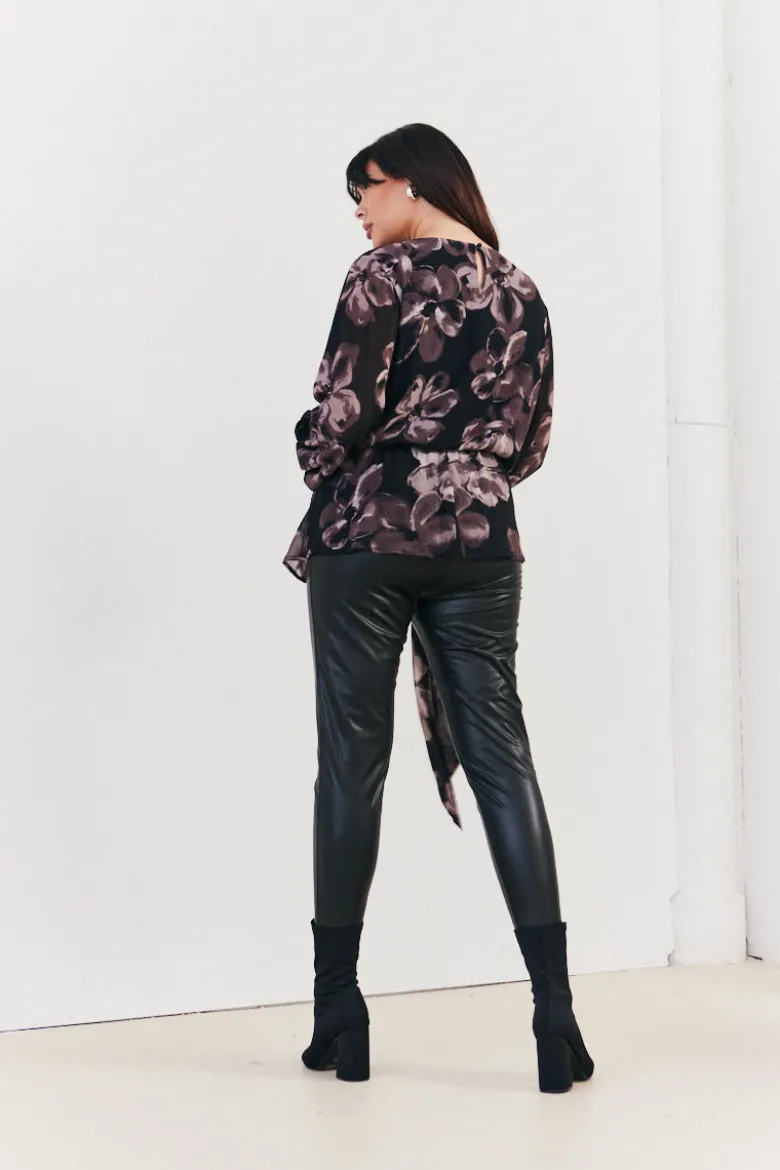 Floral Tie Waist Blouse