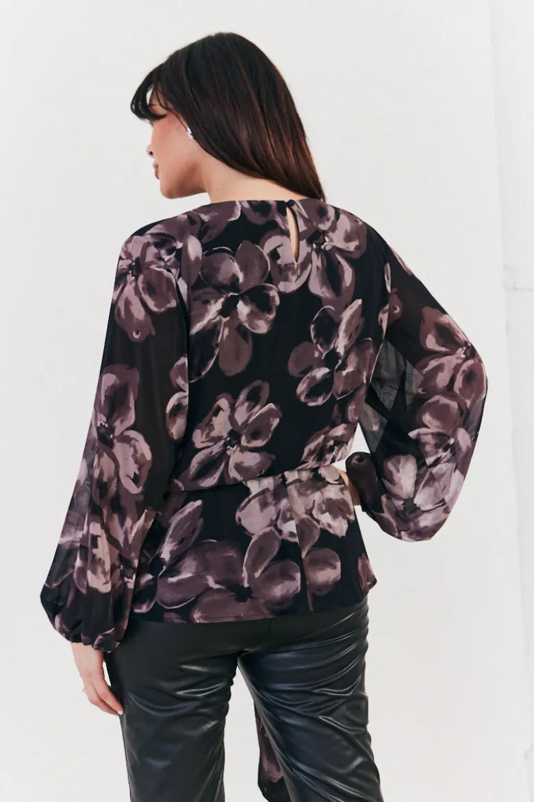 Floral Tie Waist Blouse