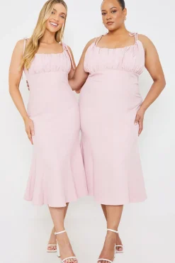 Gathered Bust Midi Dress