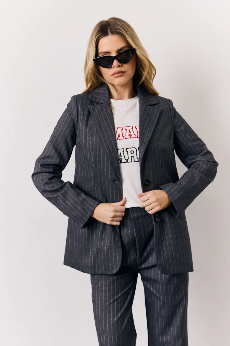 Grey Pinstripe Tailored Blazer