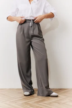 Grey Waistband Detail Tailored Trouser