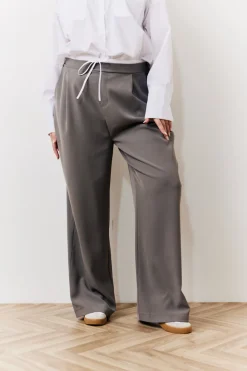 Grey Waistband Detail Tailored Trouser
