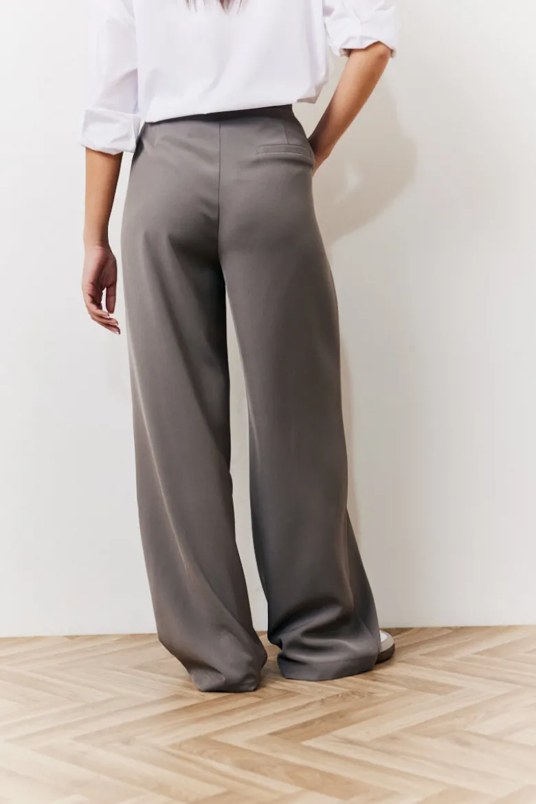 Grey Waistband Detail Tailored Trouser
