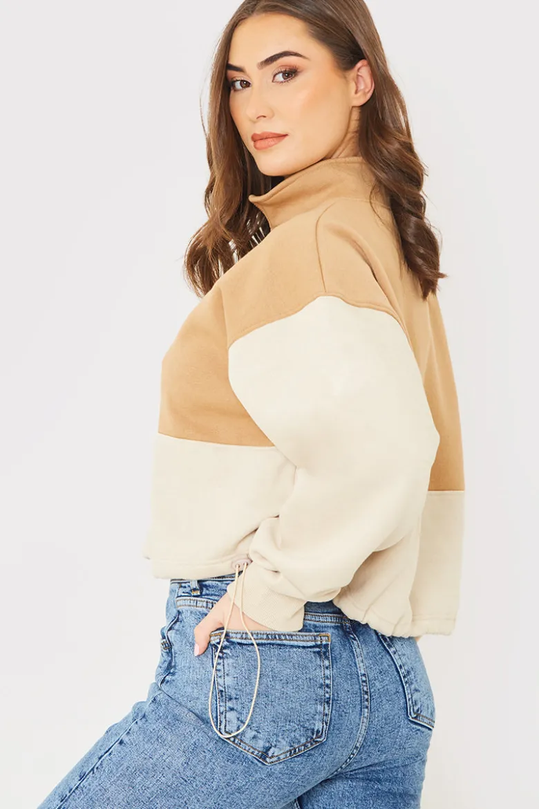 Half Zip Colour Block Toggle Sweat
