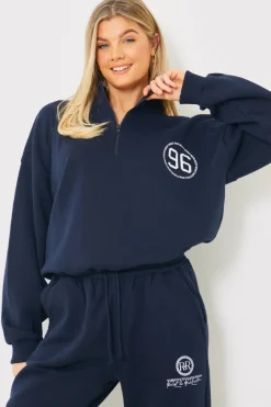 Half Zip '96' Printed Toggle Sweater