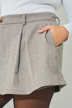 Herringbone Check Pleated Skort